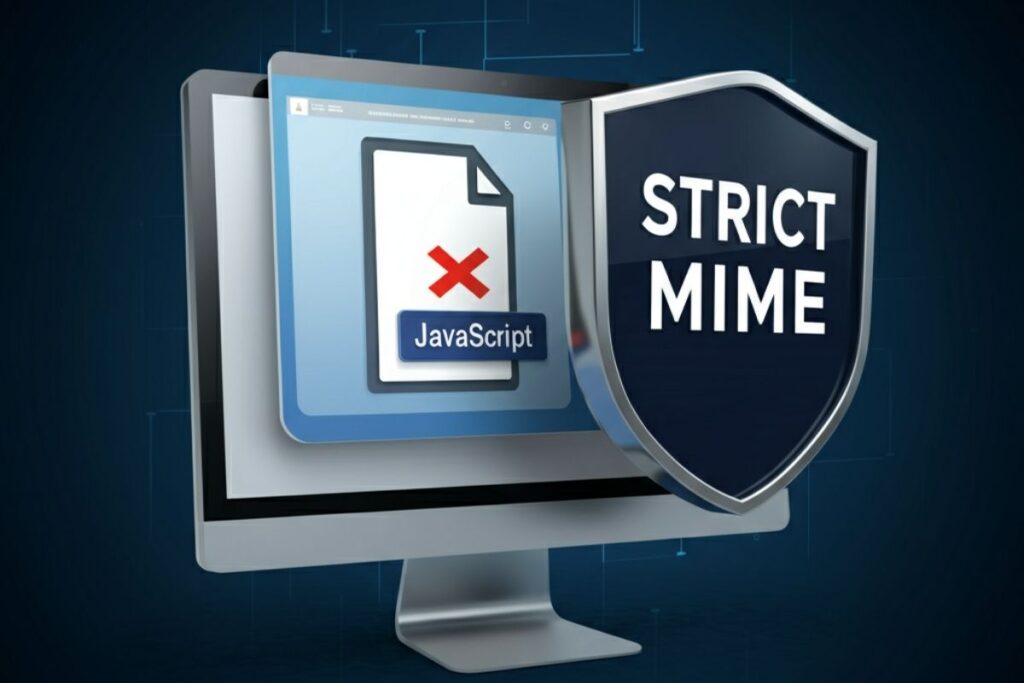 Because its MIME type ('text/html') is not executable, and strict MIME type checking is enabled